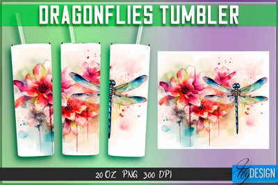 Dragonflies Tumblers Wrap 20 oz v.2 Sublimation Fly Design 