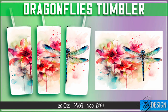 Dragonflies Tumblers Wrap 20 oz v.2 Sublimation Fly Design 