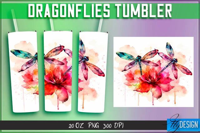 Dragonflies Tumblers Wrap 20 oz v.2 Sublimation Fly Design 