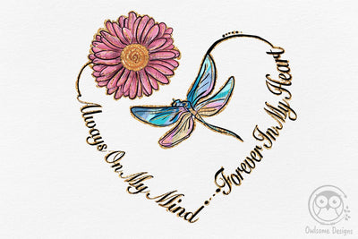 Dragonfly And Daisy Flower Heart PNG Sublimation LAM HOANG THUY 