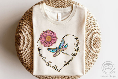 Dragonfly And Daisy Flower Heart PNG Sublimation LAM HOANG THUY 