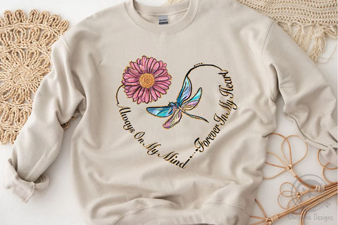 Dragonfly And Daisy Flower Heart PNG Sublimation LAM HOANG THUY 