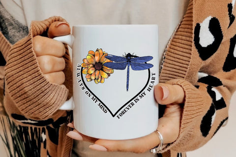 Dragonfly and Daisy Flower Heart Sublimation Sublimation Jagonath Roy 