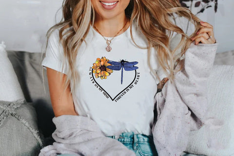 Dragonfly and Daisy Flower Heart Sublimation Sublimation Jagonath Roy 