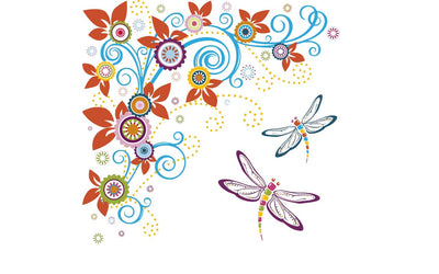 Dragonfly and Floral Corner Graphic SVG naemmiah021 