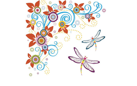 Dragonfly and Floral Corner Graphic SVG naemmiah021 