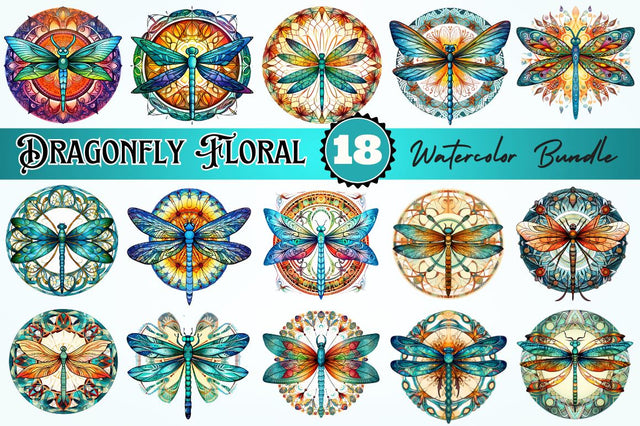 Dragonfly Floral Watercolor Sublimation Regulrcrative 