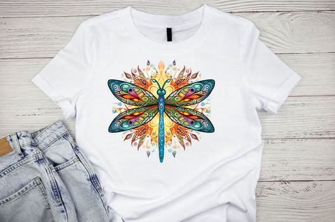 Dragonfly Floral Watercolor Sublimation Regulrcrative 