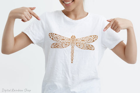 Dragonfly mandala, dragonfly svg, dragonfly zentangle SVG Digital Rainbow Shop 
