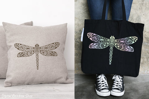 Dragonfly mandala, dragonfly svg, dragonfly zentangle SVG Digital Rainbow Shop 