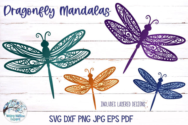 Dragonfly Mandala SVG Bundle SVG Wispy Willow Designs 