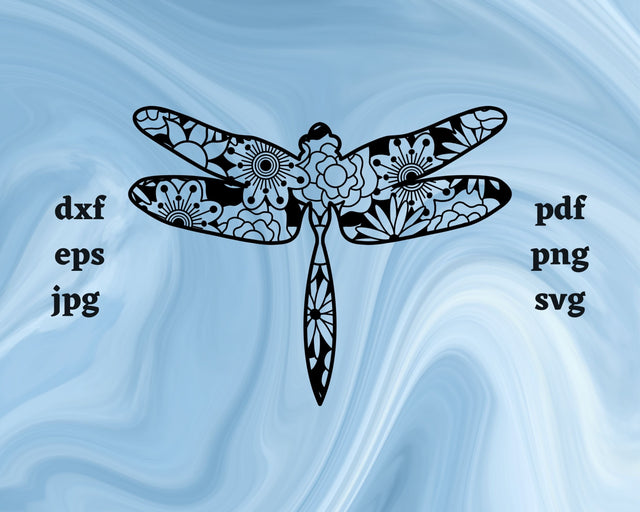 Dragonfly Mandala SVG Cut File SVG Northern Light SVG 