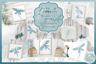 Dragonfly Mandala Zentangle Bundle SVG SVG Harbor Grace Designs 