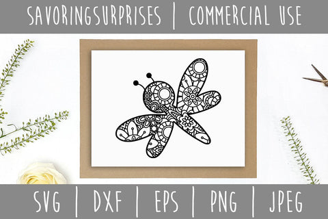 Dragonfly Mandala Zentangle SVG SavoringSurprises 