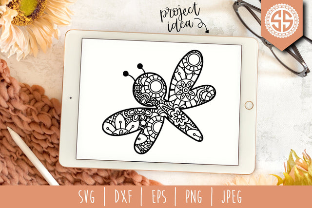 Dragonfly Mandala Zentangle SVG SavoringSurprises 