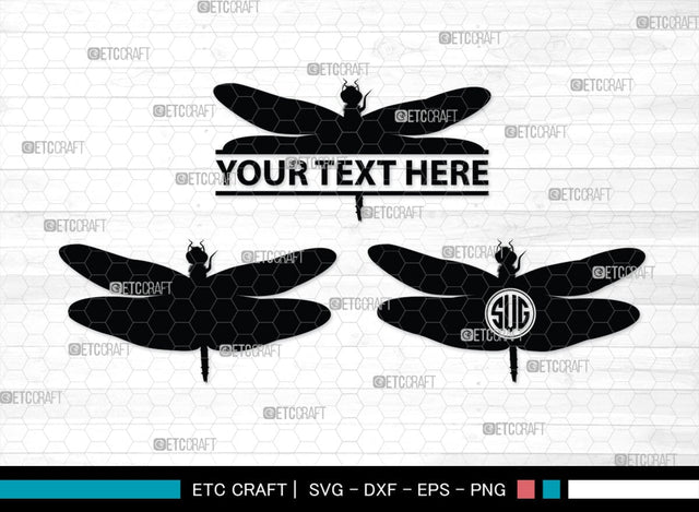 Dragonfly Monogram, Dragonfly Silhouette, Dragonfly SVG, Insect Svg, Dragonfly Vector, Animals, SB00256 SVG ETC Craft 