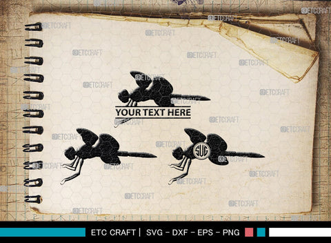 Dragonfly Monogram, Dragonfly Silhouette, Dragonfly SVG, Insect Svg, Dragonfly Vector, Animals, SB00256 SVG ETC Craft 