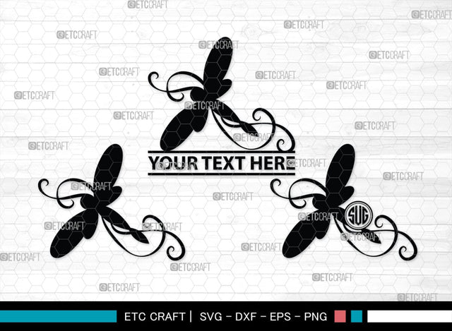 Dragonfly Monogram, Dragonfly Silhouette, Dragonfly SVG, Insect Svg, Dragonfly Vector, Animals, SB00256 SVG ETC Craft 