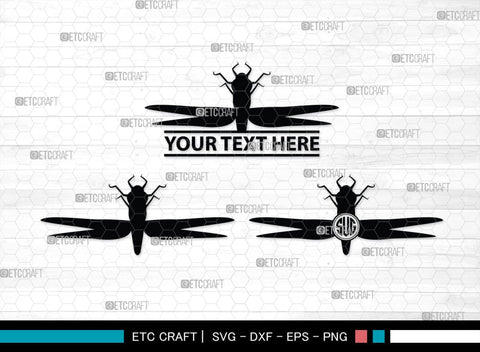Dragonfly Monogram, Dragonfly Silhouette, Dragonfly SVG, Insect Svg, Dragonfly Vector, Animals, SB00256 SVG ETC Craft 