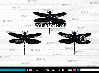 Dragonfly Monogram, Dragonfly Silhouette, Dragonfly SVG, Insect Svg, Dragonfly Vector, Animals, SB00256 SVG ETC Craft 