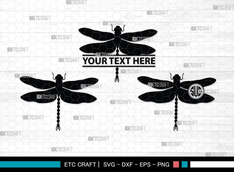 Dragonfly Monogram, Dragonfly Silhouette, Dragonfly SVG, Insect Svg, Dragonfly Vector, Animals, SB00256 SVG ETC Craft 