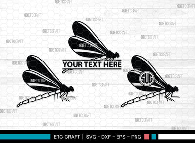 Dragonfly Monogram, Dragonfly Silhouette, Dragonfly SVG, Insect Svg, Dragonfly Vector, Animals, SB00256 SVG ETC Craft 