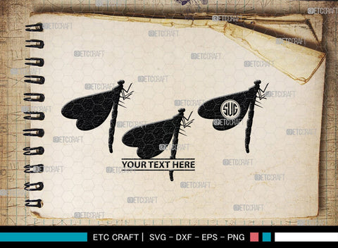 Dragonfly Monogram, Dragonfly Silhouette, Dragonfly SVG, Insect Svg, Dragonfly Vector, Animals, SB00256 SVG ETC Craft 