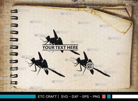 Dragonfly Monogram, Dragonfly Silhouette, Dragonfly SVG, Insect Svg, Dragonfly Vector, Animals, SB00256 SVG ETC Craft 