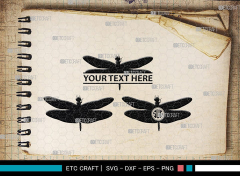 Dragonfly Monogram, Dragonfly Silhouette, Dragonfly SVG, Insect Svg, Dragonfly Vector, Animals, SB00256 SVG ETC Craft 