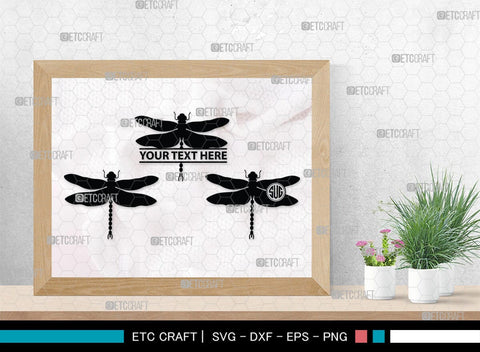 Dragonfly Monogram, Dragonfly Silhouette, Dragonfly SVG, Insect Svg, Dragonfly Vector, Animals, SB00256 SVG ETC Craft 