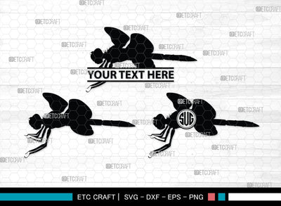 Dragonfly Monogram, Dragonfly Silhouette, Dragonfly SVG, Insect Svg, Dragonfly Vector, Animals, SB00256 SVG ETC Craft 