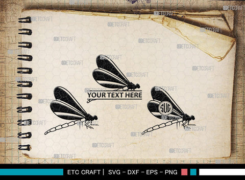 Dragonfly Monogram, Dragonfly Silhouette, Dragonfly SVG, Insect Svg, Dragonfly Vector, Animals, SB00256 SVG ETC Craft 
