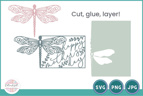Dragonfly Mother's Day Card SVG SVG Dots-A-Lot 