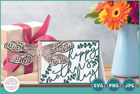 Dragonfly Mother's Day Card SVG SVG Dots-A-Lot 