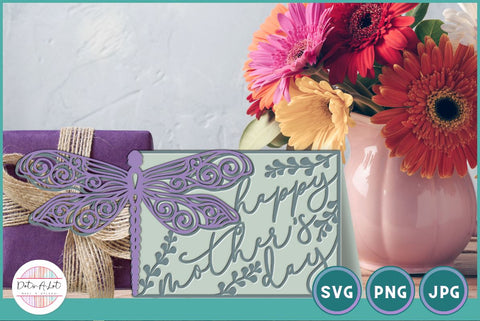 Dragonfly Mother's Day Card SVG SVG Dots-A-Lot 