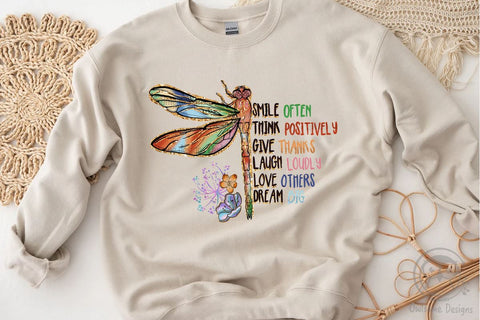 Dragonfly Smile Often Think Positively PNG SVG LAM HOANG THUY 