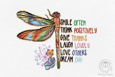 Dragonfly Smile Often Think Positively PNG SVG LAM HOANG THUY 