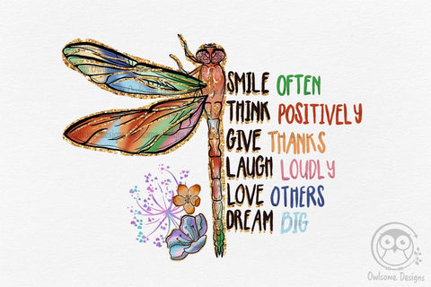 Dragonfly Smile Often Think Positively PNG SVG LAM HOANG THUY 