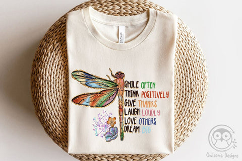 Dragonfly Smile Often Think Positively PNG SVG LAM HOANG THUY 