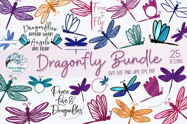 Dragonfly SVG Bundle SVG Wispy Willow Designs 