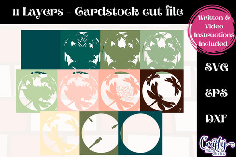 Dragonfly Svg Shadow Box, 3D Layered Floral Insect Cut File SVG Crafty Mama Studios 