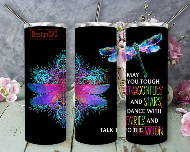 Dragonfly Tumbler Wrap PNG, Dragonfiles 20oz Tumbler Wrap Digital Download, Watercolor dragonfly Tumbler Png,Dragonflys 20Oz Skinny Tumbler Straight/Warped PNG Sublimation DesignSVG 