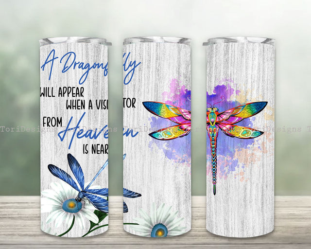 Dragonfly Tumbler Wrap PNG, Dragonflies 20 oz Skinny Tumbler Sublimation Design, Instant Digital Download Sublimation ToriDesigns 