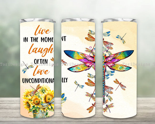 Dragonfly Tumbler Wrap PNG, Dragonflies 20 oz Skinny Tumbler Sublimation Design, Instant Digital Download Sublimation ToriDesigns 