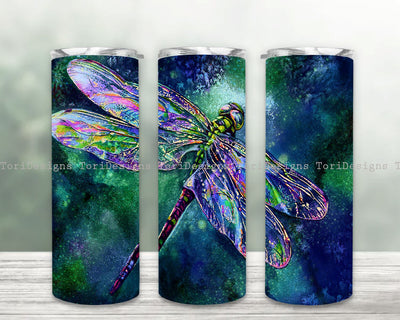 Dragonfly Tumbler Wrap PNG, Dragonflies 20 oz Skinny Tumbler Sublimation Design, Instant Digital Download Sublimation ToriDesigns 