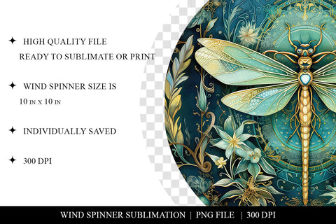 Dragonfly Wind Spinner Sublimation Design PNG Sublimation BijouBay 