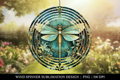 Dragonfly Wind Spinner Sublimation Design PNG Sublimation BijouBay 