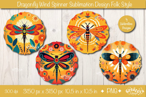 Dragonfly wind spinner| Wind spinner sublimation bundle PNG Sublimation Createya Design 