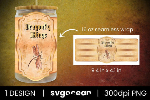Dragonfly Wings Can Glass PNG Sublimation SvgOcean 