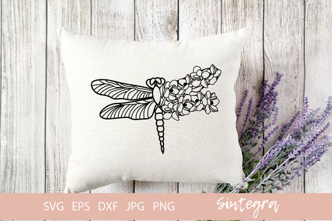 Dragonfly With Flowers Svg Cut File Free For Commercial Use SVG Sintegra 